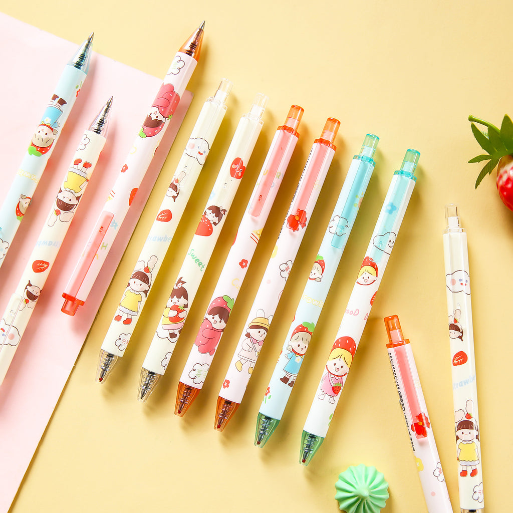 Sweet Strawberry Kawaii Gel Pen Set